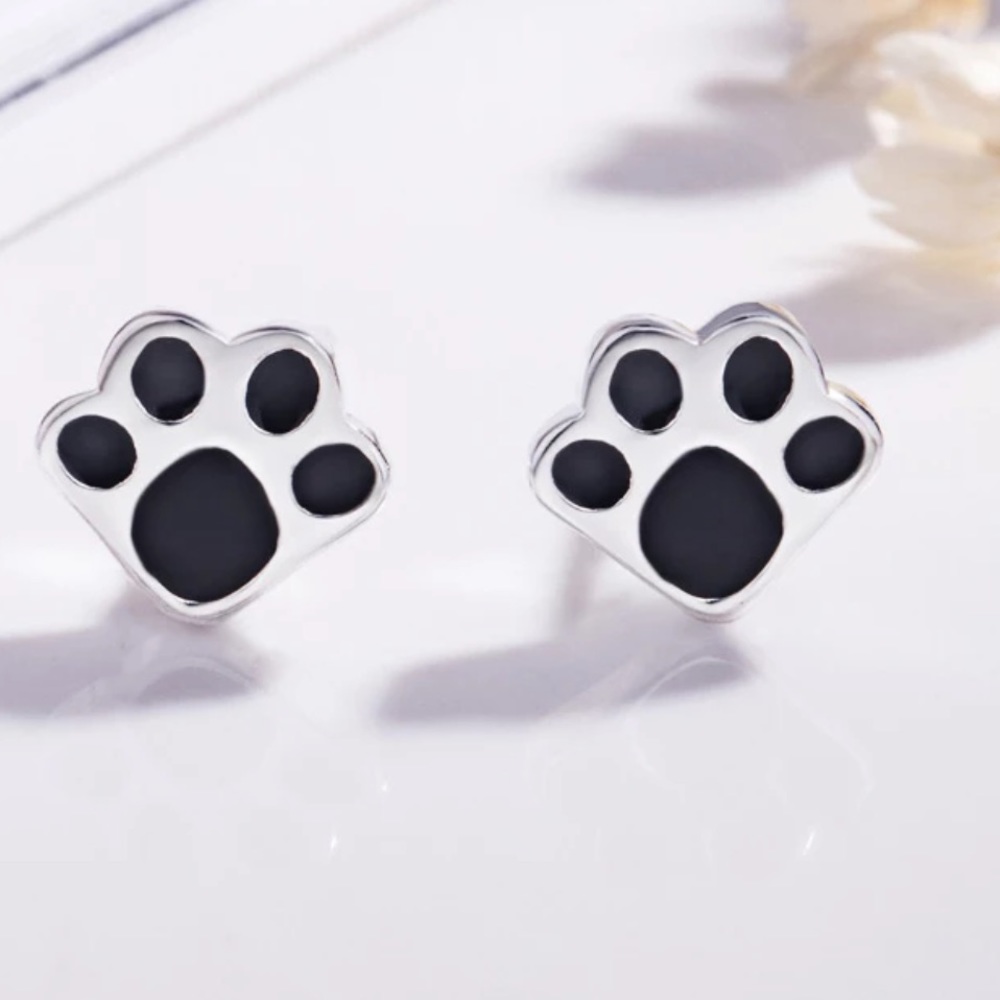 🌟 Sterling Silver 925 Paw 🐾 Stud Earrings
